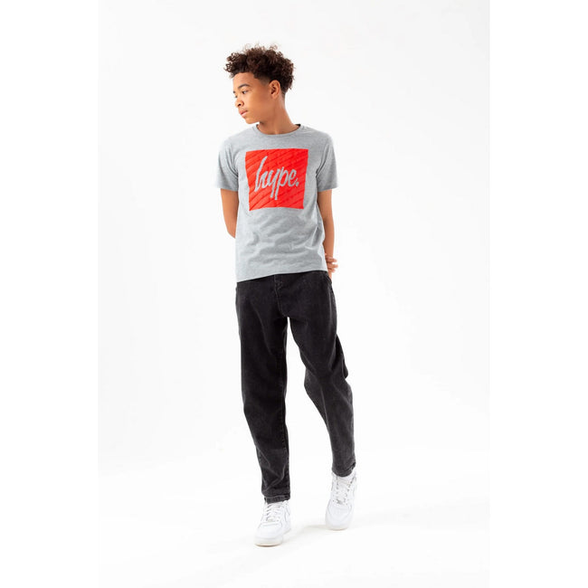 Grey Marl-Red - Lifestyle - Hype Boys Box Script T-Shirt