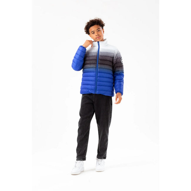Blue-Black-White - Pack Shot - Hype Boys Crest Fade Padded Jacket
