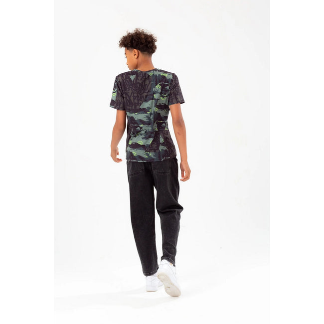 Khaki - Back - Hype Boys Tyler Camo Script T-Shirt