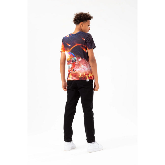 Red-Navy-White - Back - Hype Boys Dinosaur Meteor Script T-Shirt