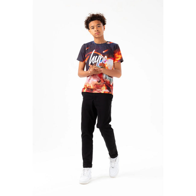 Red-Navy-White - Lifestyle - Hype Boys Dinosaur Meteor Script T-Shirt