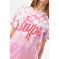 Pink-White - Side - Hype Girls Fade Leopard Script T-Shirt