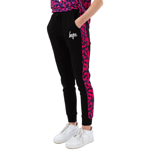 Black-Pink-Purple - Front - Hype Girls Neon Cheetah Script Sweatpants