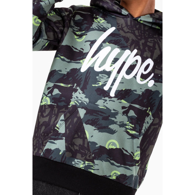 Khaki - Side - Hype Boys Tyler Camo Script Hoodie