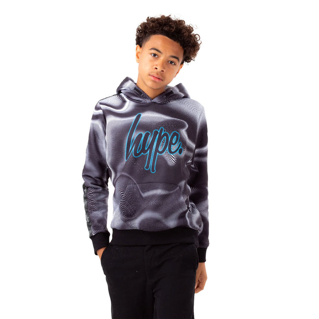 Black-White - Front - Hype Boys Wave Script Hoodie