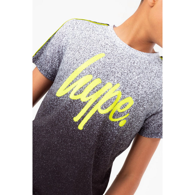 Black-White - Side - Hype Boys Speckle Neon Tape Script T-Shirt