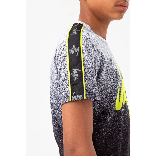Black-White - Lifestyle - Hype Boys Speckle Neon Tape Script T-Shirt
