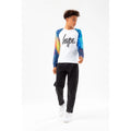 White-Blue - Pack Shot - Hype Boys Watercolour Drips Script Long-Sleeved T-Shirt