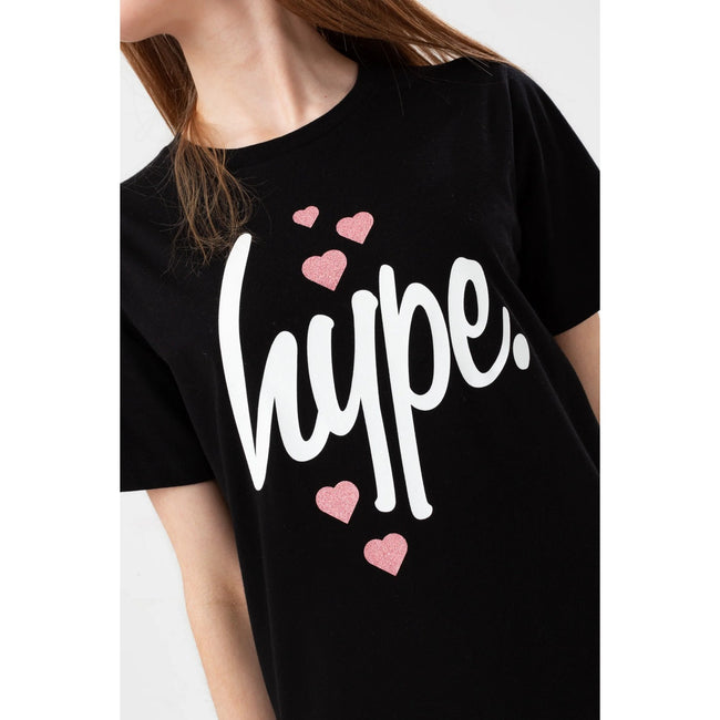 Black - Side - Hype Girls Heart Script T-Shirt