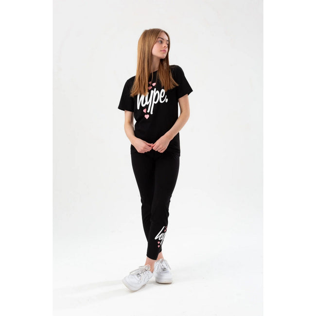 Black - Lifestyle - Hype Girls Heart Script T-Shirt