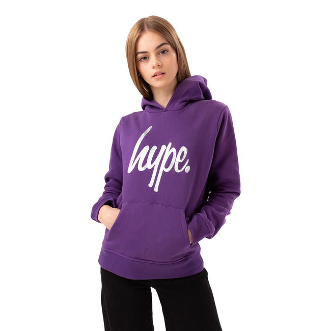Purple - Front - Hype Girls Foil Script Hoodie