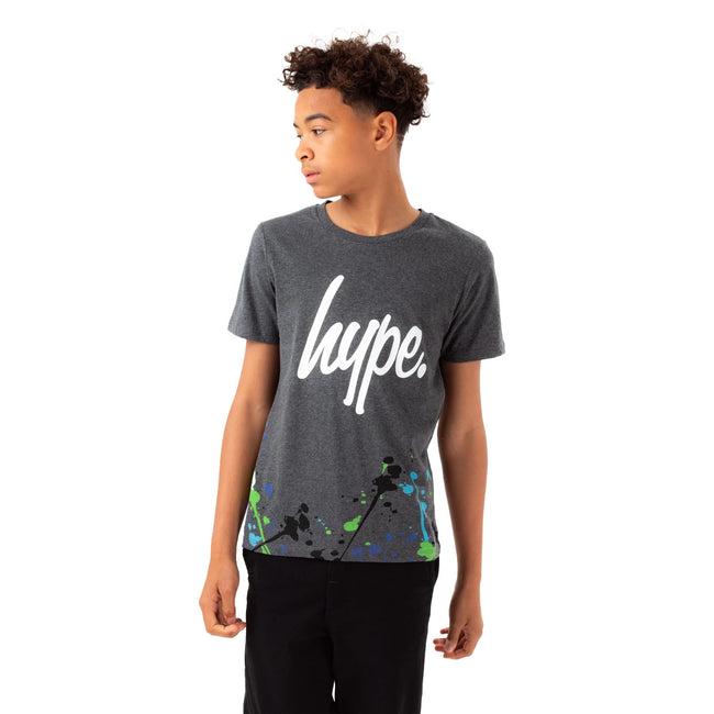 Grey Marl - Front - Hype Boys Splat Script T-Shirt