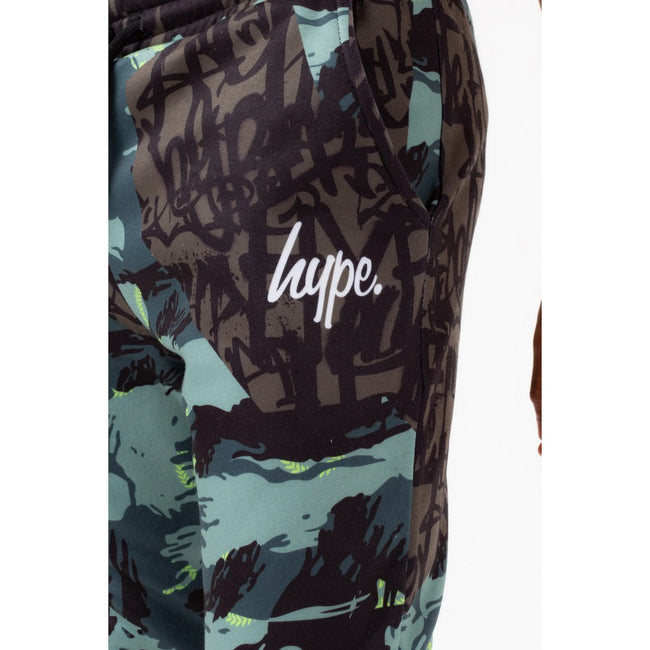 Khaki - Side - Hype Boys Tyler Camo Script Sweatpants
