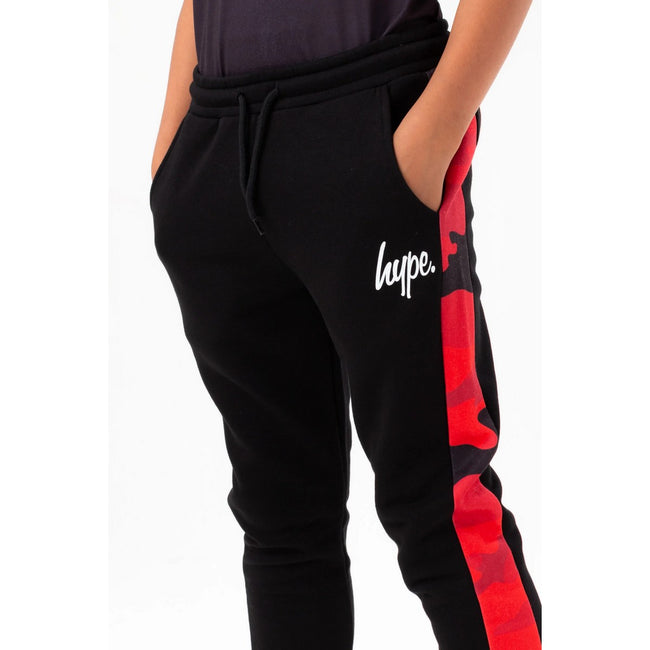 Black-Red - Side - Hype Boys Camo Panel Script Sweatpants
