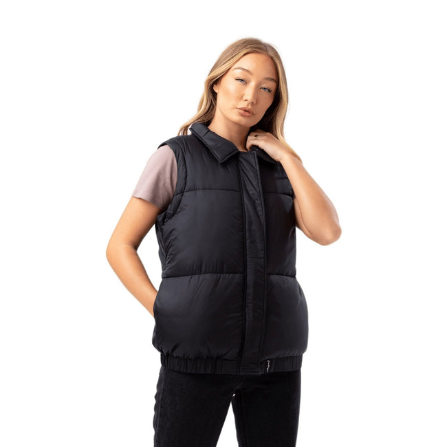 Black - Back - Hype Womens-Ladies Scribble Woven Label Sleeveless Jacket