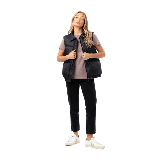 Black - Close up - Hype Womens-Ladies Scribble Woven Label Sleeveless Jacket