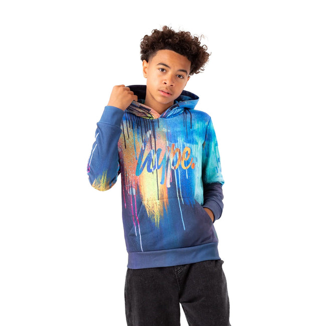 Blue - Front - Hype Boys Watercolour Hoodie