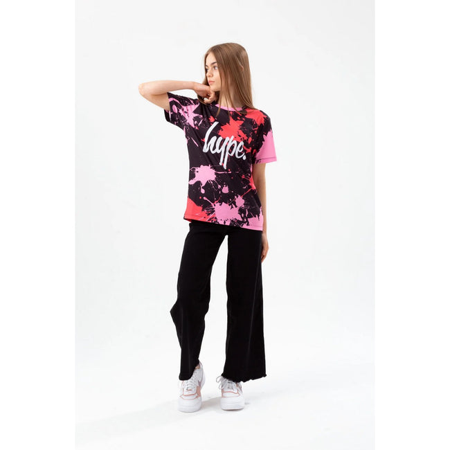 Pink-White - Side - Hype Girls Splat Script T-Shirt