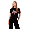 Black-Pink - Front - Hype Girls Glitter Panel Script Crop T-Shirt
