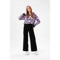Purple-Black - Lifestyle - Hype Girls Rainbow Leopard Script Crop Hoodie