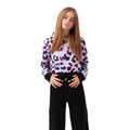 Purple-Black - Front - Hype Girls Rainbow Leopard Script Crop Hoodie