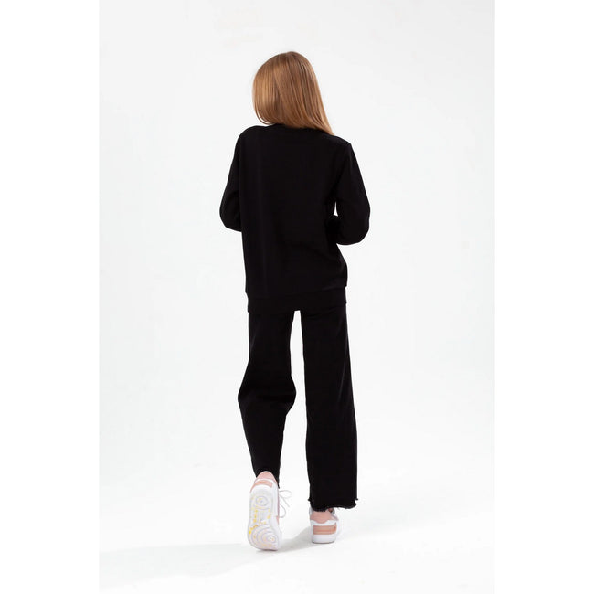 Black - Back - Hype Girls Holographic Script Crew Neck Sweatshirt