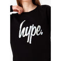 Black - Side - Hype Girls Holographic Script Crew Neck Sweatshirt