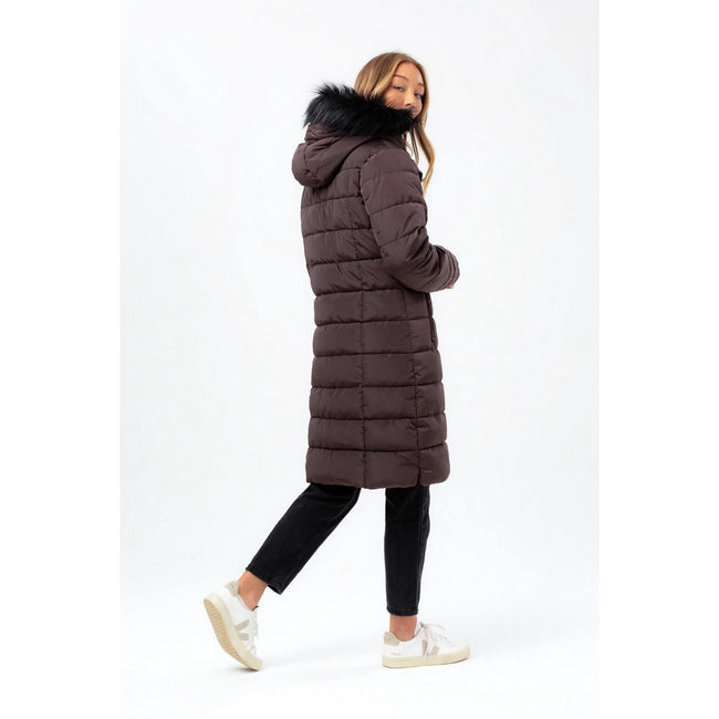 Charcoal - Back - Hype Womens-Ladies Longline Padded Jacket