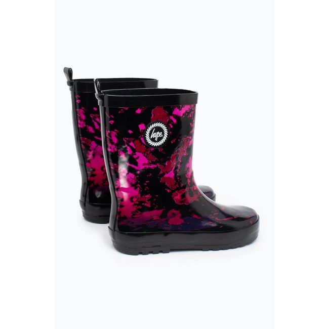 Pink-Black - Back - Hype Childrens-Kids Tie Dye Galoshes