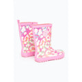 Pink-Cream - Back - Hype Childrens-Kids Leopard Galoshes