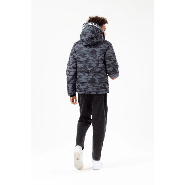 Black-Gray - Back - Hype Boys Mono Camo Padded Jacket