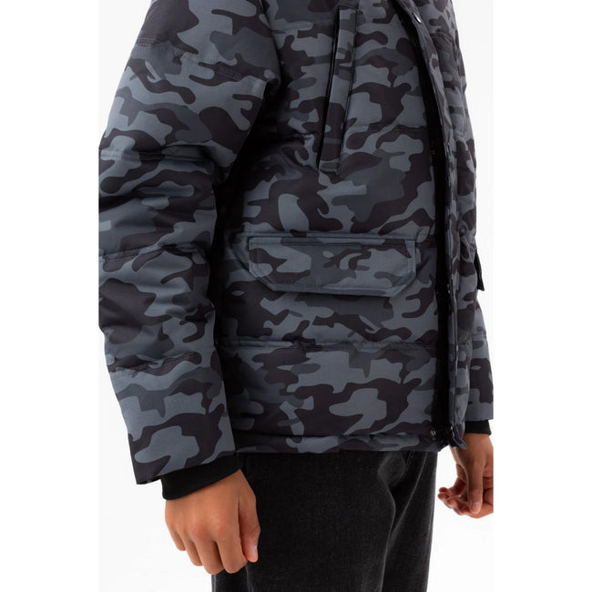 Black-Gray - Side - Hype Boys Mono Camo Padded Jacket