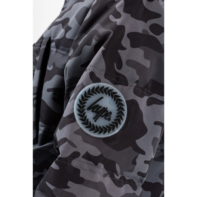 Black-Gray - Pack Shot - Hype Boys Mono Camo Padded Jacket