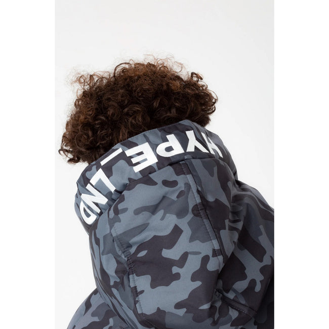 Black-Gray - Close up - Hype Boys Mono Camo Padded Jacket