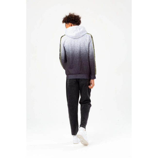 Monochrome-Lime - Back - Hype Boys Speckle Fade Script Taped Full Zip Hoodie