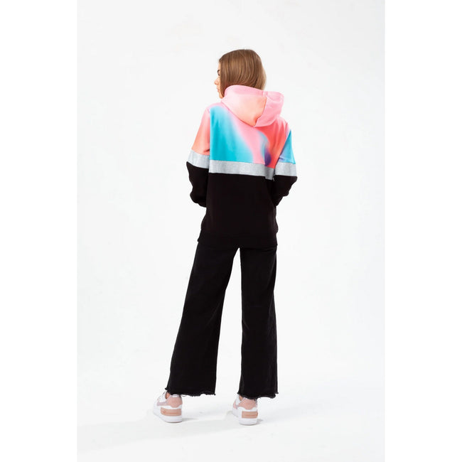 Black-Pastel - Back - Hype Girls Wave Panel Script Hoodie