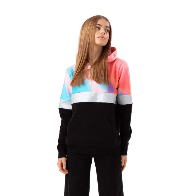 Black-Pastel - Front - Hype Girls Wave Panel Script Hoodie