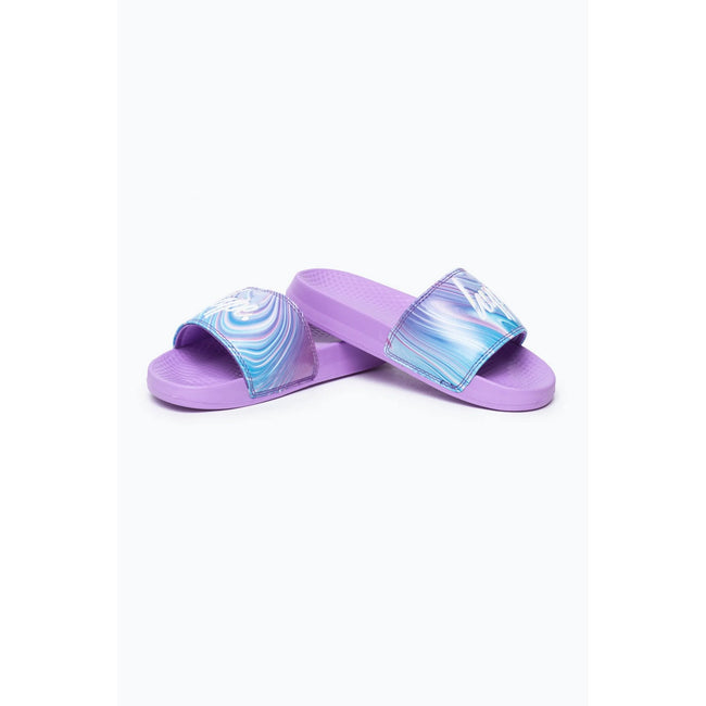 Purple-Teal - Side - Hype Childrens-Kids Marble Script Sliders