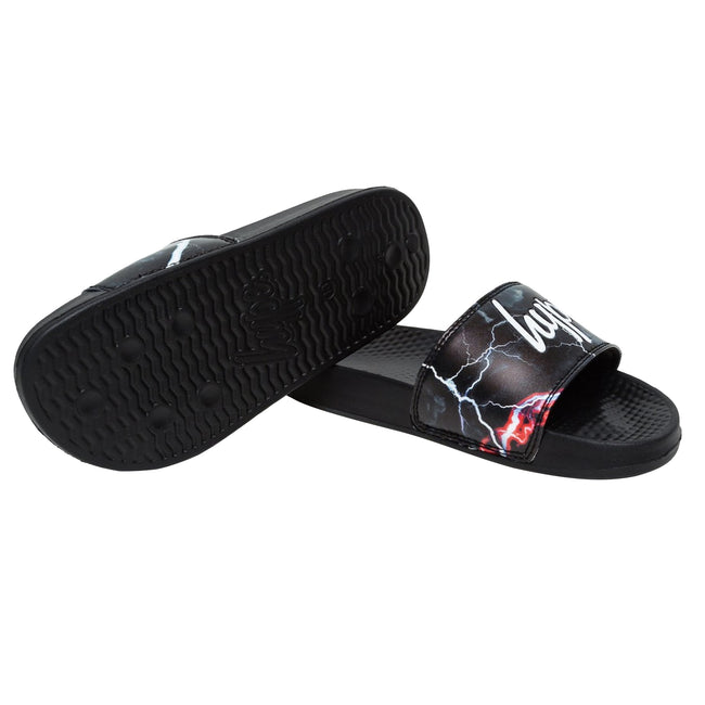 Black - Side - Hype Childrens-Kids Smokey Storm Outline Script Sliders