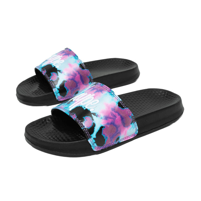Black-Pink - Back - Hype Childrens-Kids Script Tie Dye Sliders