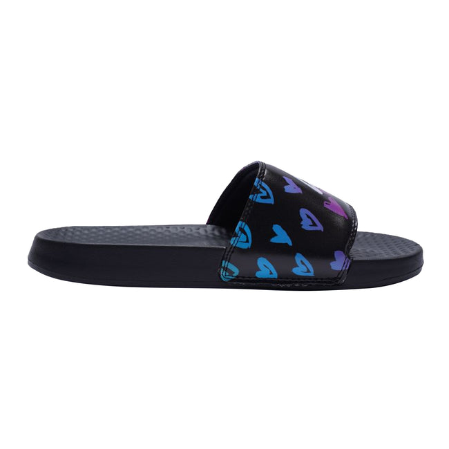 Black-Pink - Front - Hype Childrens-Kids Scribble Heart Script Sliders