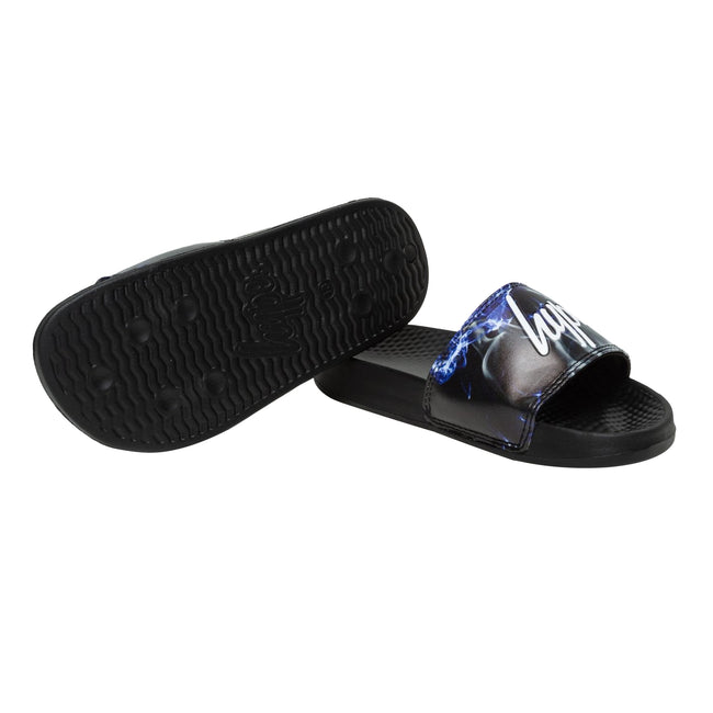 Black-Blue - Lifestyle - Hype Childrens-Kids Lightning Sky Outline Script Sliders
