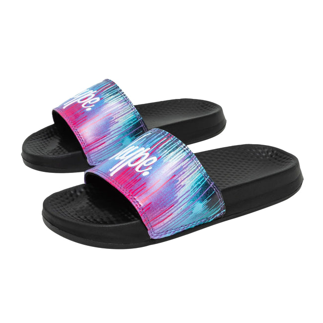 Pink-Black - Back - Hype Childrens-Kids Drip Script Sliders