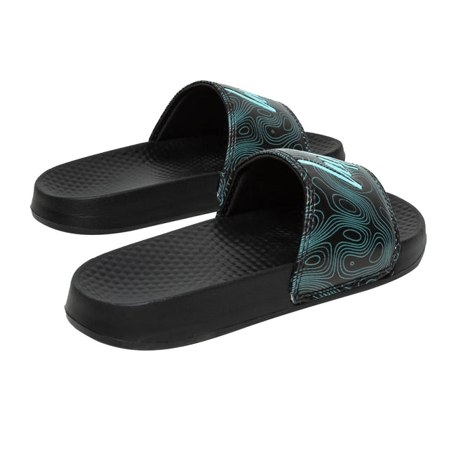 Black - Side - Hype Childrens-Kids Topographic Mini Script Sliders