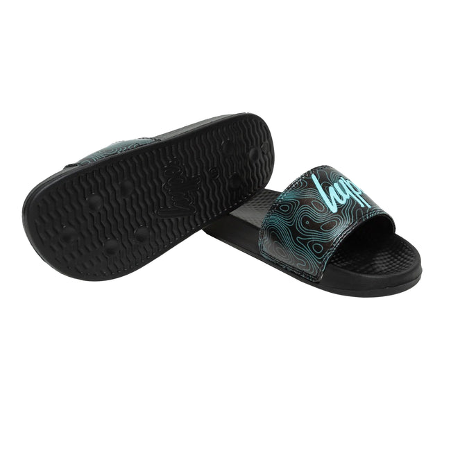 Black - Lifestyle - Hype Childrens-Kids Topographic Mini Script Sliders