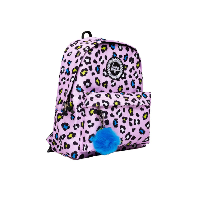 Lilac-Black - Side - Hype Leopard Print Knapsack