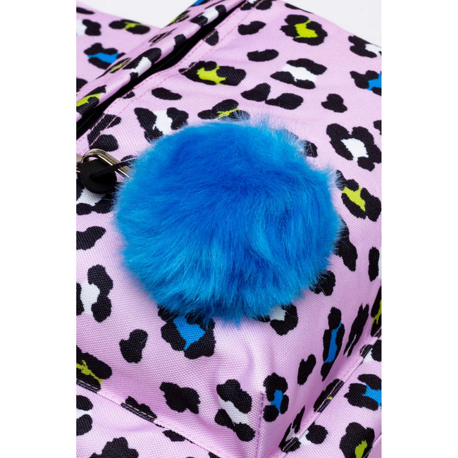 Lilac-Black - Close up - Hype Leopard Print Knapsack