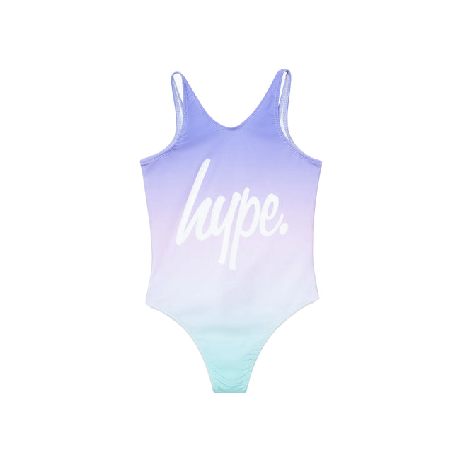 Aqua - Front - Hype Girls Fade Script One Piece Bathing Suit