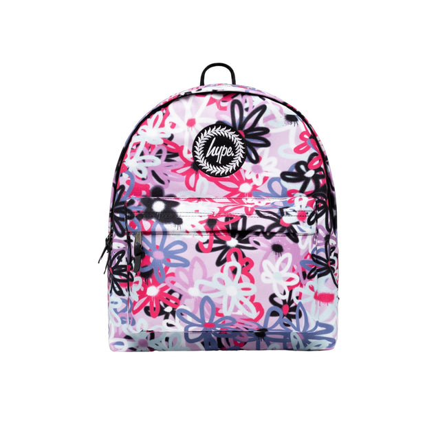 Purple - Front - Hype Graffiti Flowers Knapsack