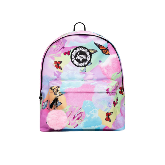 Multicolored - Front - Hype Rainbow Butterfly Skies Collage Knapsack